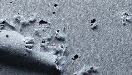 Gray fabric with holes and tears