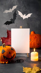 paper blank with halloween decoration halloween design