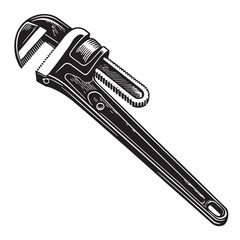 Obraz premium Black pipe wrench Silhouette Vector, High Quality Illustration on White Background