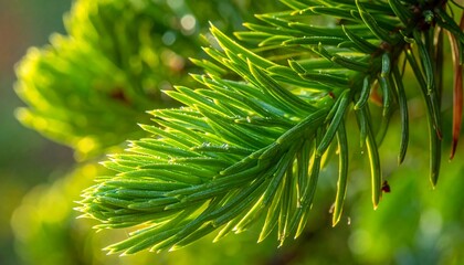 Close-up of vibrant green fir needles