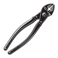Black pliers slip joint Silhouette Vector, High Quality Illustration on White Background