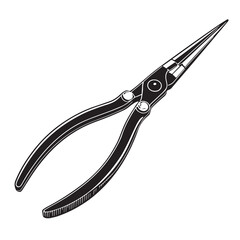 Black pliers needle nose Silhouette Vector, High Quality Illustration on White Background