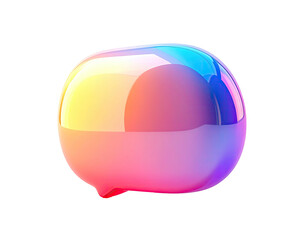 Vibrant, glossy, rounded bubble shape with iridescent colors