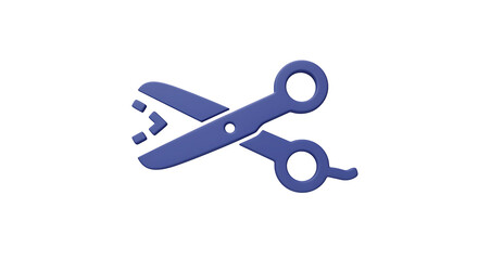Blue Scissors Icon with Dashed Cutting Line - Graphic Symbol for Coupon, Discount, Edit, or Trim
