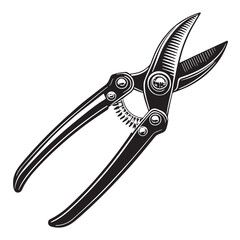 Black pruning shears Silhouette Vector, High Quality Illustration on White Background