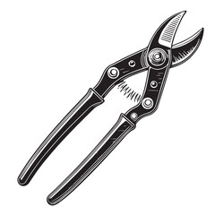 Black pruning shears Silhouette Vector, High Quality Illustration on White Background