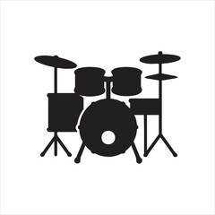Silhouette of a Drum Set on a White Background Ideal for Music Themed Designs and Creative Projects Illustrating Rhythm and Musical Instruments in Vector Format