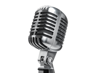 Classic Silver Studio Microphone with Retro Vibes on Stand