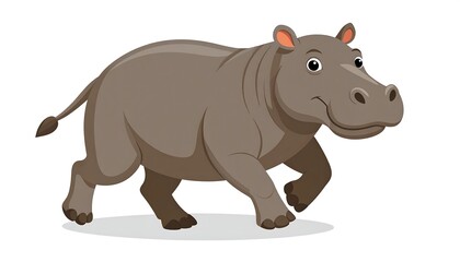 A cartoon hippopotamus walking
