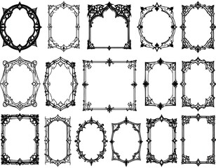 Ornate black and white decorative frames