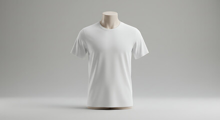 Blank white t-shirt on a mannequin for design mockup and advertisement