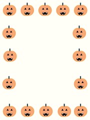  A minimalist Halloween background featuring a light-colored backdrop with a border of cartoon jack-o'-lanterns
