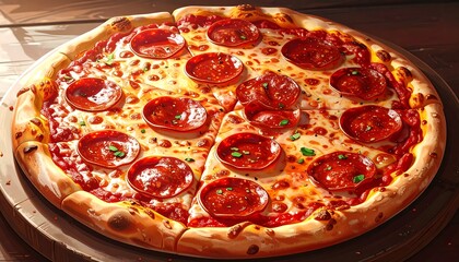 A slice of pepperoni pizza on a wooden table