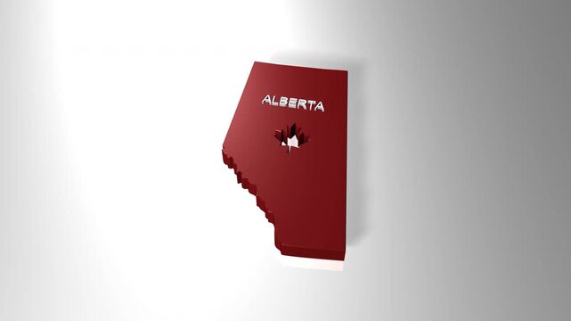 3D animated map of Alberta province of Canada in nation's color