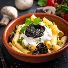 Creamy pasta dish with truffle