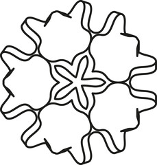 Abstract Curved Star-Like Vector Shape with Organic Perspective Design Flowing Geometric Organic Form for Creative Decoration and Backgrounds