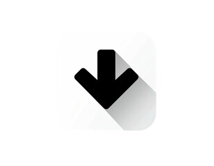 Square white icon with a black downward arrow