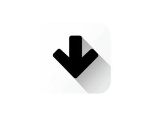 Square white icon with a black downward arrow