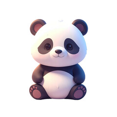 Naklejka premium Cute cartoon panda sitting, chubby, big eyes, soft colors