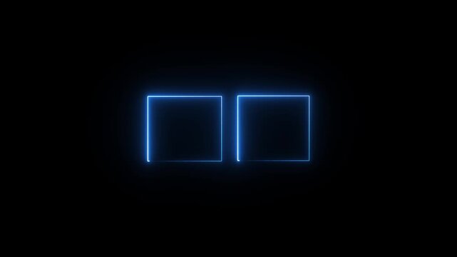 glowing neon square rectangle picture frame icon animation shape frame border frame photo frame neon box sign symbol.neon display box screen photo frame retro movement with black background.4k video.