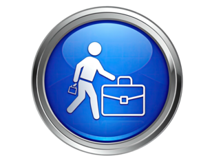A glossy, blue button depicts a person walking with a briefcase (1)