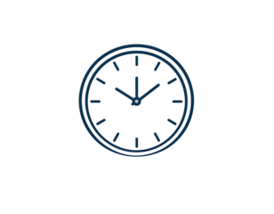 Dark blue clock face, simple design, showing a specific time (1)
