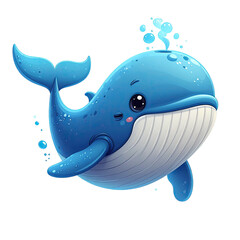 Cute cartoon whale with splashes (1)