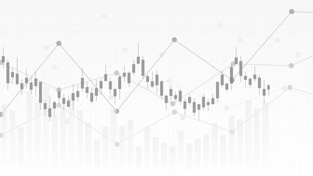 Financial chart with moving up graph in stock market on gray color background