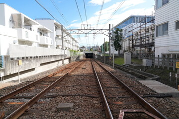 東急池上線旗ヶ谷駅近くの線路