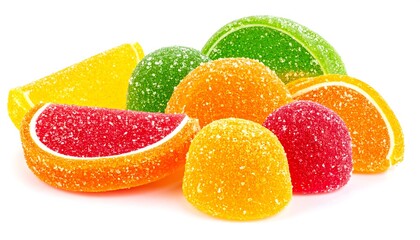 Colorful fruit-shaped gummy candies