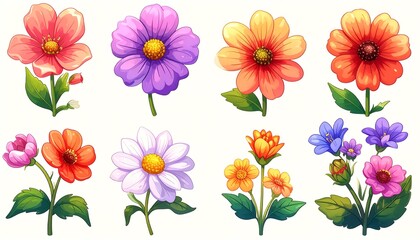 Colorful flower illustration collection