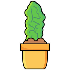 A simple potted cactus, ideal for desert, succulent, or minimalist design projects.