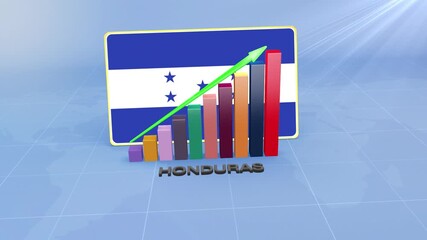 Honduras Economic Growth Showing 3D Bar Graph with Flag and Rising Green Arrow Developing Country Concept - Powered by Adobe