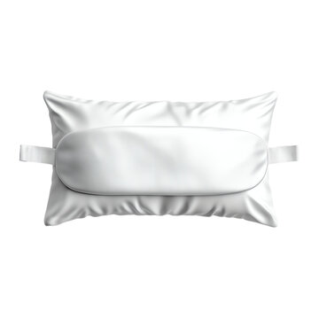 Dreamy Slumber Essentials: An inviting composition featuring a pristine white pillow paired with a coordinating eye mask, creating a visual symphony of serenity and comfort for sleep.