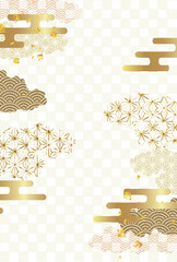Obraz na płótnie Canvas 和柄　年賀状　金　背景 