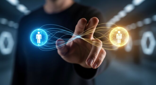 Human connection and interaction concept, representing teamwork, partnership, collaboration, and effective communication. Symbolizing the power of networking and synergy