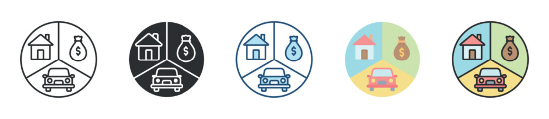 Fixed Asset Icon Set Multiple Style Collection