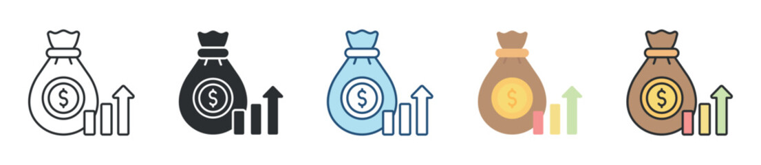 Earnings Icon Set Multiple Style Collection