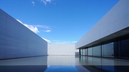 Obraz premium Modern Architecture with Reflective Water