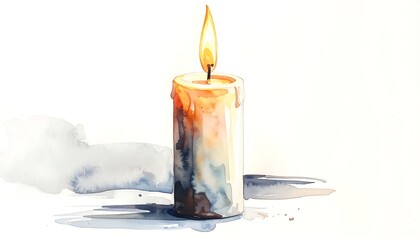 A single candle burns brightly, wax melting