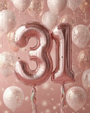 Rose Gold Balloons for 31st Birthday Celebration Decoration
