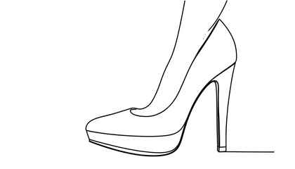 A single line drawing of a high heel shoe