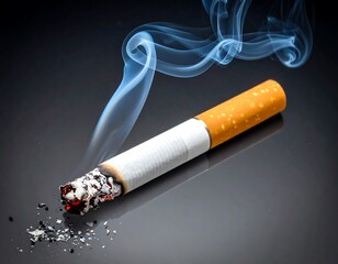 A smoking cigarette on a dark surface
