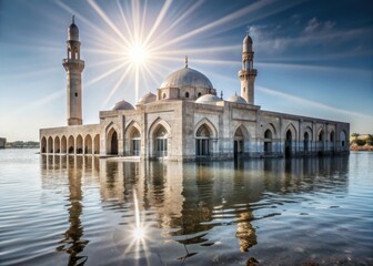 Ancient mosque submerged in water