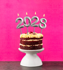 Happy New Year 2028 - Candles in the form of lit numbers