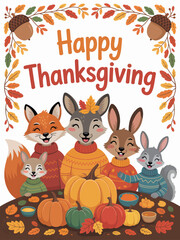 Happy Thanksgiving flat vector illustration background