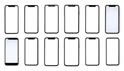 Mockup of various smartphones with blank screens