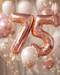 Obraz premium Elegant Rose Gold Number Balloons for Special Celebration Event