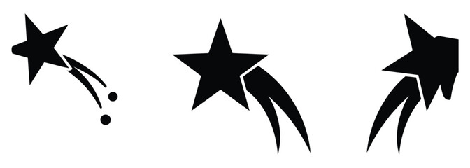 WebShooting star set with trails, celestial symbols for magical designs, astrology and space themes, perfect for branding, logos and creative projects, adding a touch of wonder and cosmic energy