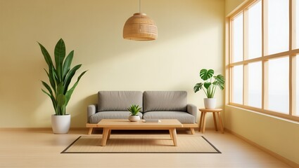 Minimalist living room with a plant